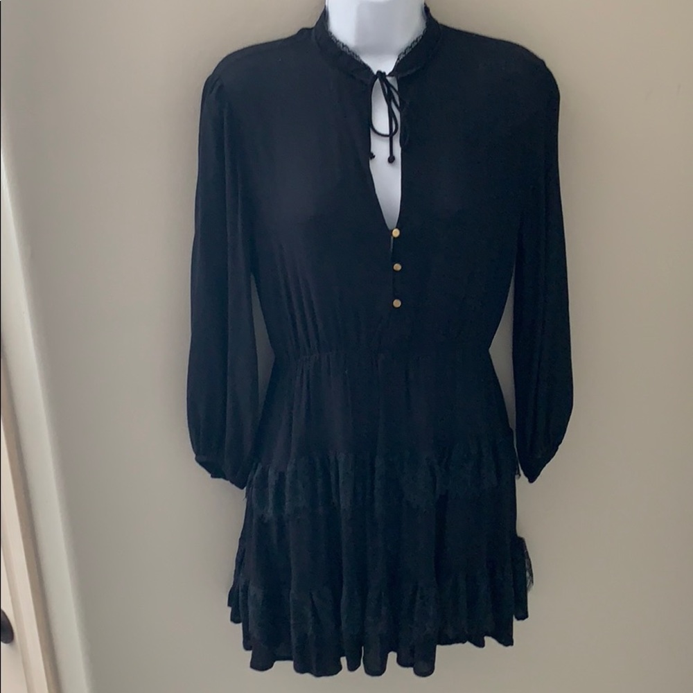 Black button down neck tie Dress
